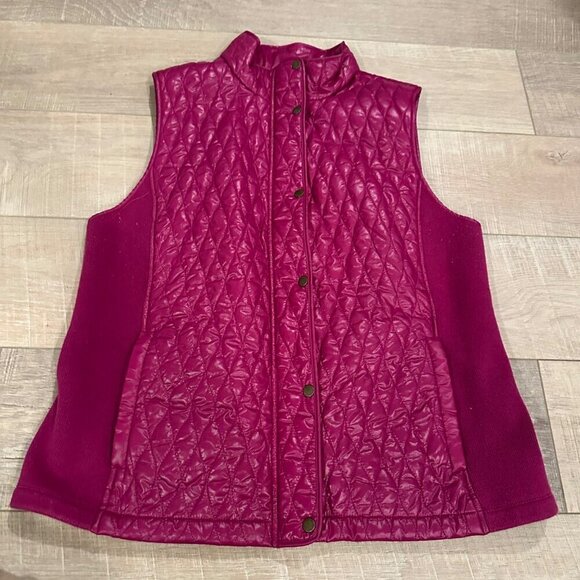 TALBOTS WOMENS CRANBERRY PINK VEST LARGE - Picture 1 of 8